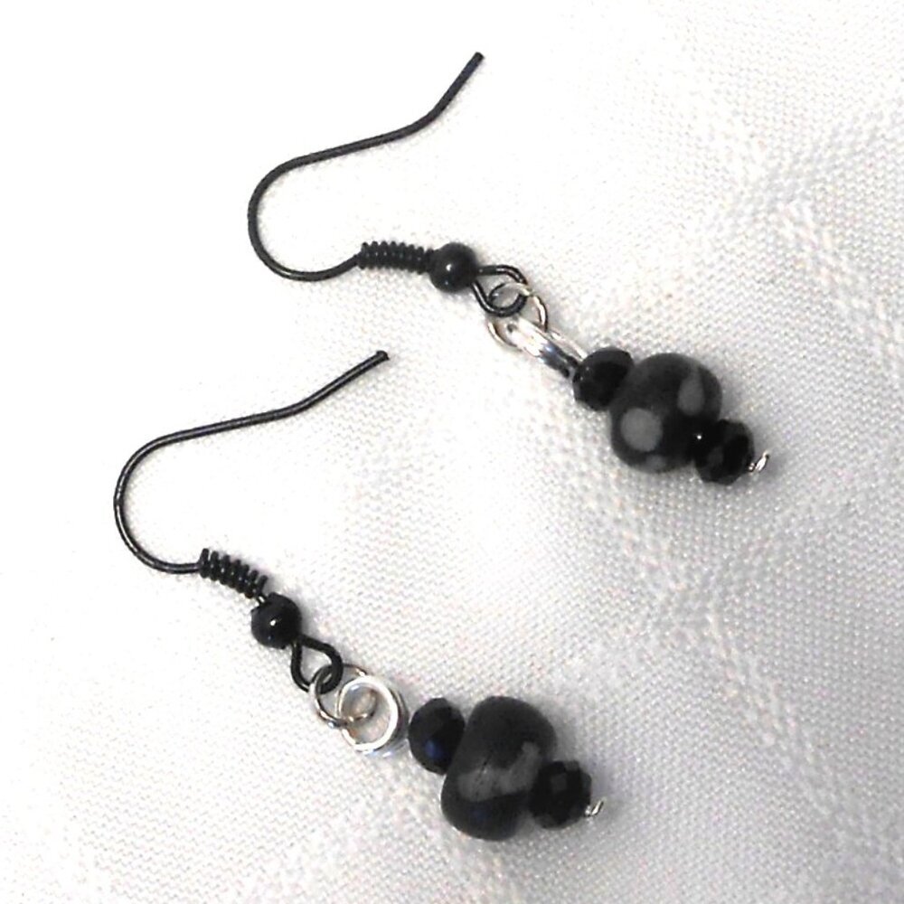 Beautiful handmade earrings with engraved elk bone no 1664